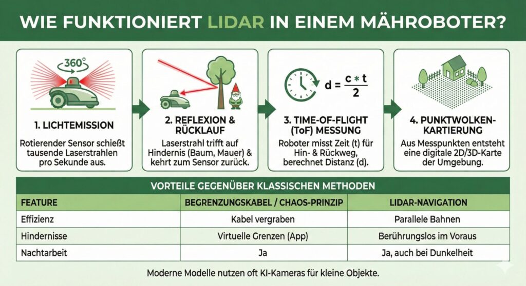 Wie funktioniert LiDAR bei einem Mähroboter?